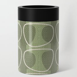 Mid Century Modern Abstract Ovals in Sage Green and Cream Can Cooler