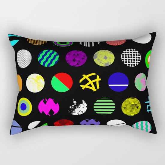 Eclectic Circles - Abstract collage of random, colourful, bold, eclectic circles Rectangular Pillow