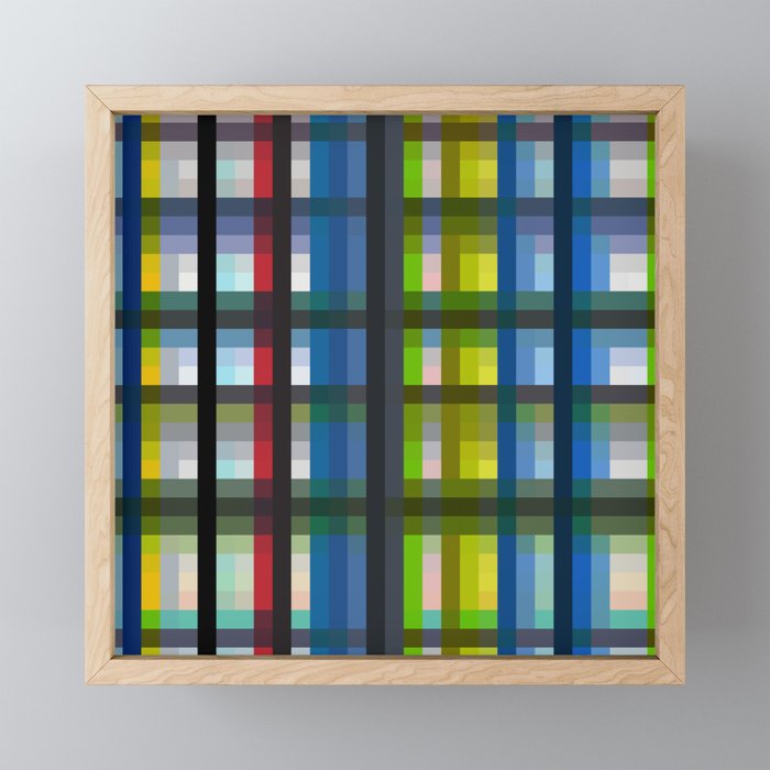 colorful striking retro grid pattern Nis Framed Mini Art Print