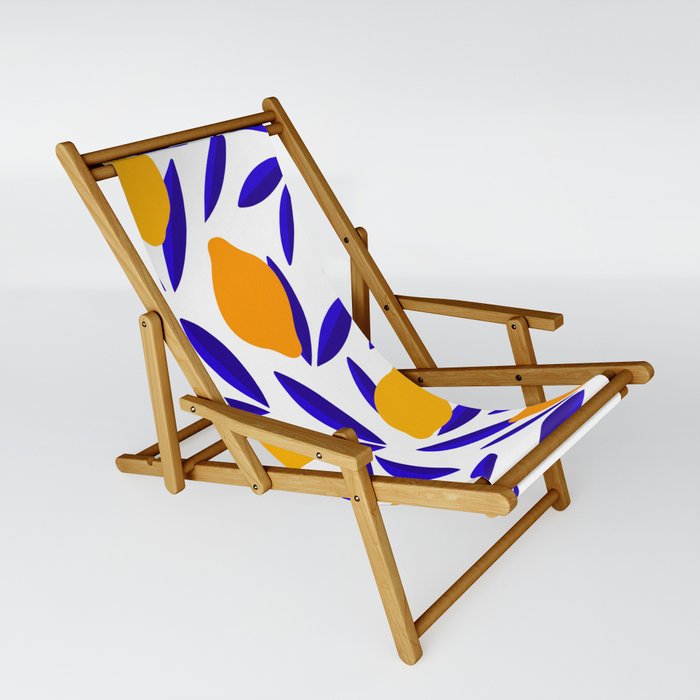 Blue and yellow Lemon Summery Pattern Sling Chair