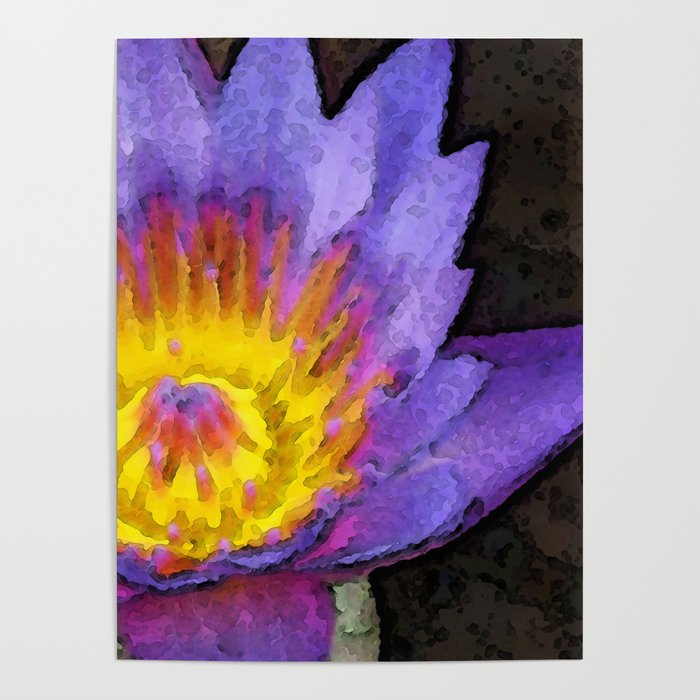 Purple Lotus Flower - Zen Art Painting Poster