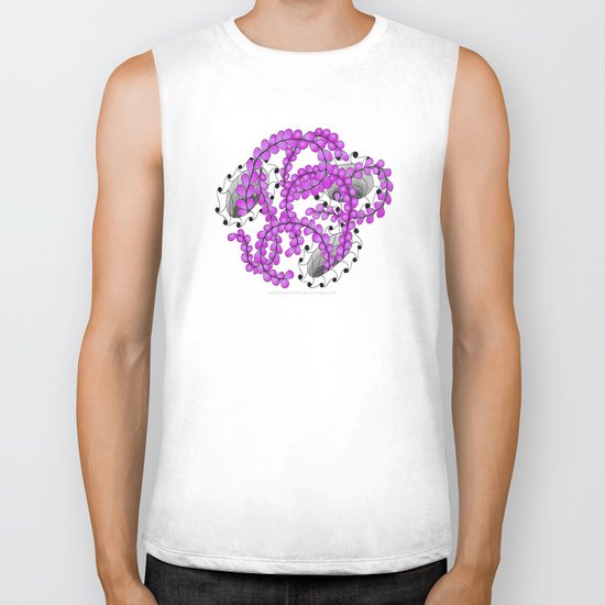 Zentangle Spring Fuchia Flower Illustration Biker Tank