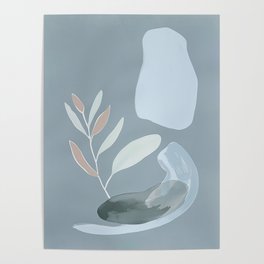 navy blue foliage Poster