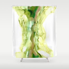 Mossy Wonder Abstract 42722 Modern Alcohol Ink painting by Herzart Shower Curtain