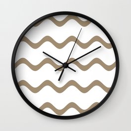 Brown and White Rippled Horizontal Stripe Pattern Pairs DE 2022 Trending Color Tuscan Mosaic DE6208 Wall Clock