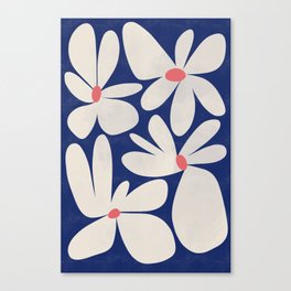 Retro floral wall art print | flowers, colorful, modern, drawing, illustration Canvas Print