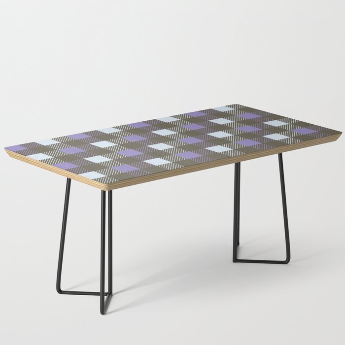 Cute Colorful Large Plaid (Very Peri \White Blue \Very Dark Green) Coffee Table