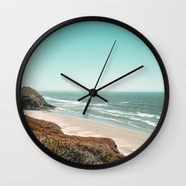 Beach Horizon | Teal Color Sky Ocean Water Waves Coastal Landscape Photograph Wall Clock
