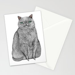 Grey Cat Stationery Card