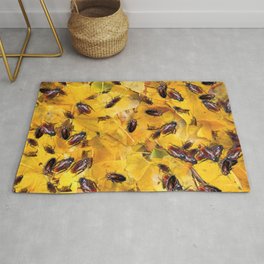 Cockroaches on ginkgo biloba Area & Throw Rug