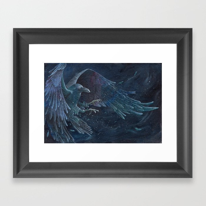 Crow Battles The Arctic Wind Framed Art Print