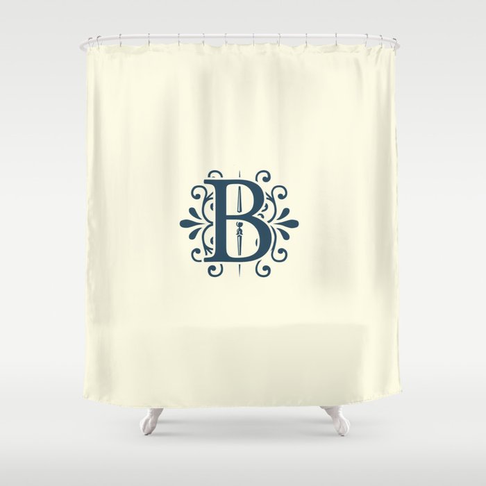 Monogram Letter B In Navy Blue On Champagne Shower Curtain By Monogram Letter B In Navy Blue On Champagne Shower Curtain By Lena127 Society6