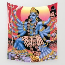Kali-Ma Wall Tapestry | Red, Hinduism, Kalima, Hindu, India, Magic, Symbols, Gods, Painting, Black 