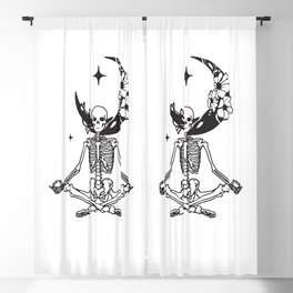 Skeleton Yoga Namaste Blackout Curtain | Skeleton Yoga, Meditation, Meditating Skeleton, Yoga Skeleton, Yoga, Cute, Skeleton, Funny Halloween, Namaste Yoga, Bones 