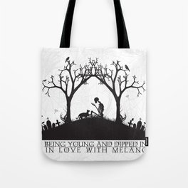 Edgar Allan Poe Black and White Illustrated Quote  Tote Bag