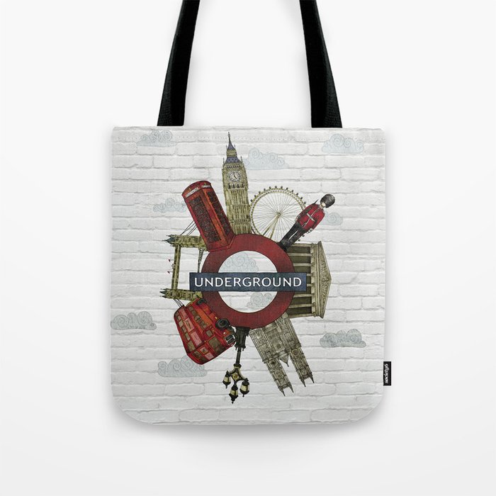 Around London digital illustration Tote Bag