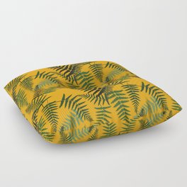 Fern Leaf Pattern on Mustard Background Floor Pillow
