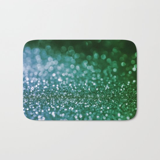 Aqua Glitter effect- Sparkling print in green and blue on #Society6 Bath Mat