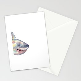 Funny Shark peeking watercolor Stationery Card