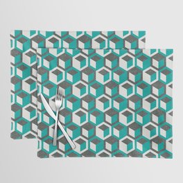 Retro Bauhaus Teal Hexagons Placemat