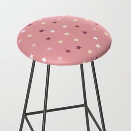 Star Pattern Illustration | White Pink Burgundy Little Stars | Starry Night Estravaganza Bar Stool