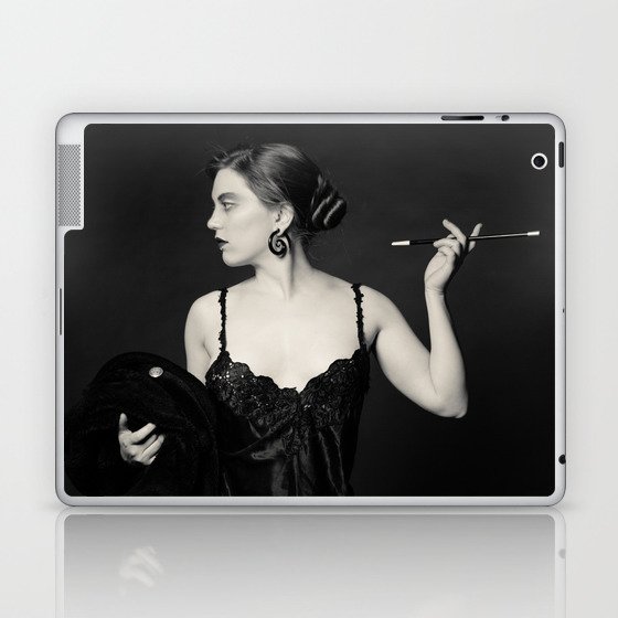 "A Noir Night Out" - The Playful Pinup - Modern Gothic Twist on Pinup by Maxwell H. Johnson Laptop & iPad Skin