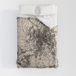 Italy - Rome | Black and White City Map Collage Duvet Cover