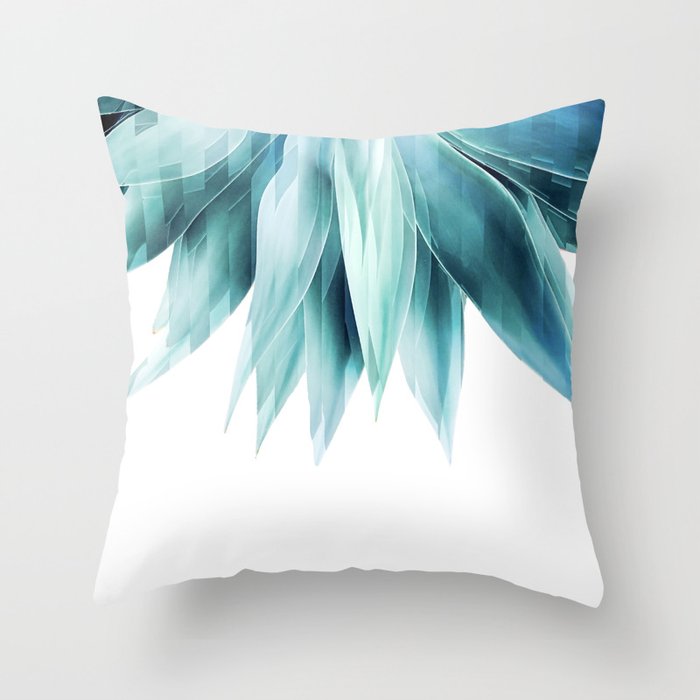 Agave geo fringe - teal Throw Pillow