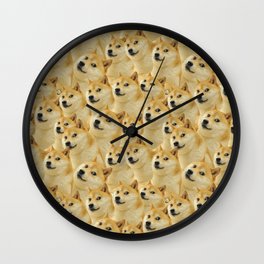 doge shiba inu seamless pattern  Wall Clock