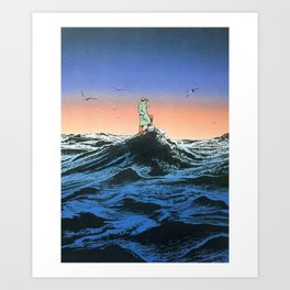 surrealism guy billout kunci bawah laut Art Print