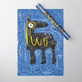 Black Llama Blue Street Art Graffiti Wrapping Paper