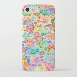 Colorful Baby dinosaurs family - rainbow iPhone Case