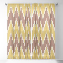 Chevron Pattern 530 Yellow and Brown Sheer Curtain