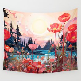 Lake Flowers Wall Tapestry
