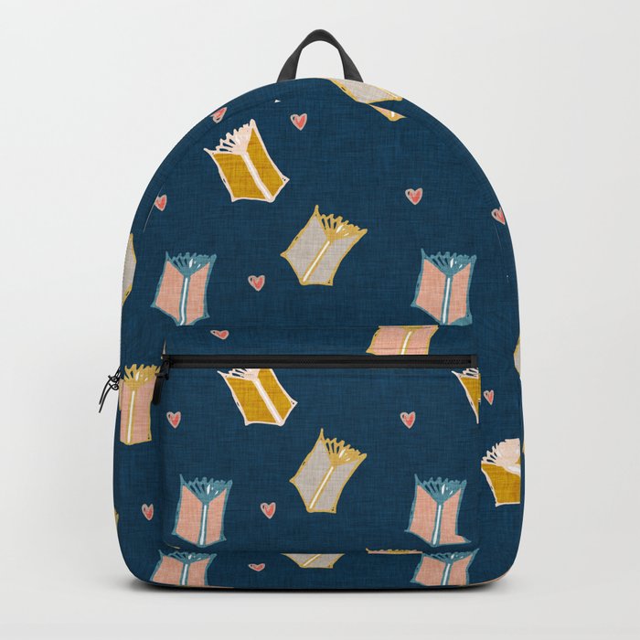 Cozy Books Love Blue Backpack