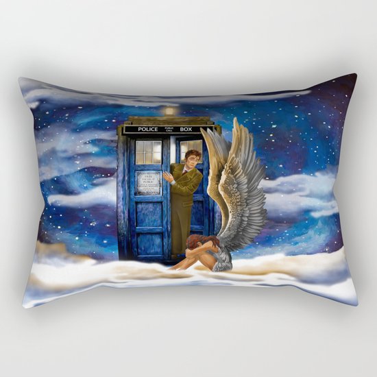 10th Doctor Who with Crying AngeL iPhone 4 4s 5 5s 5c, ipod, ipad, pillow case and tshirt Rectangular Pillow