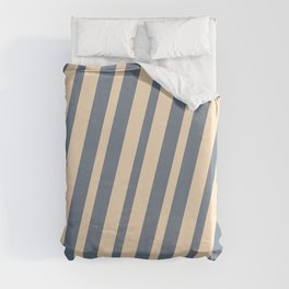 [ Thumbnail: Slate Gray and Bisque Colored Stripes Pattern Duvet Cover ]