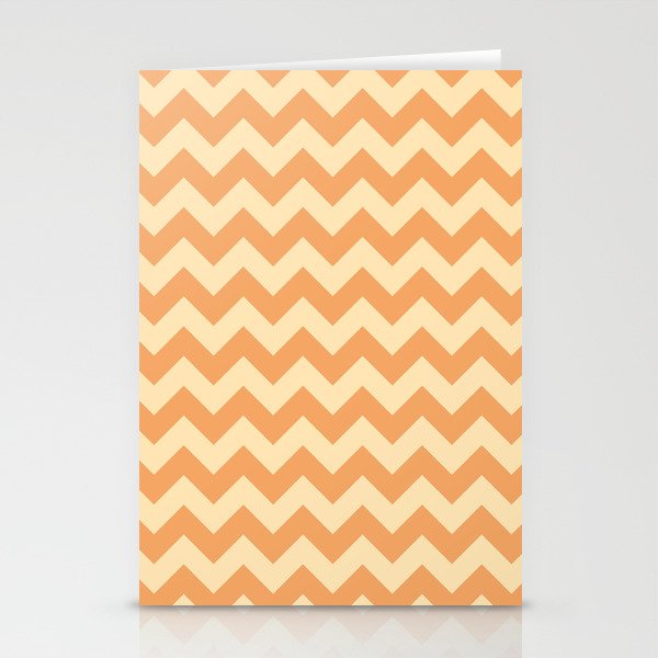 Brown and Peach Chevrons Stationery Cards