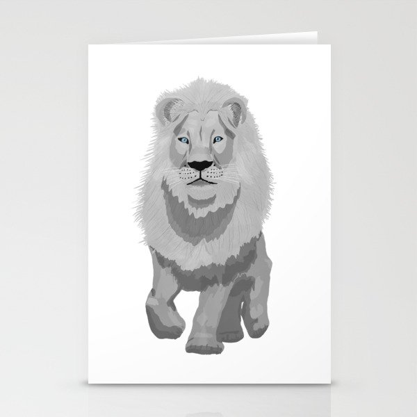  digital painting of a male white lion Stationery Cards