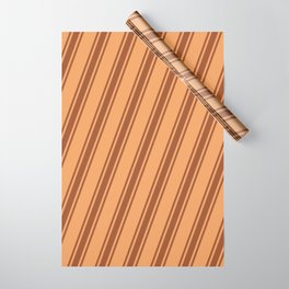 [ Thumbnail: Brown & Sienna Colored Lines Pattern Wrapping Paper ]