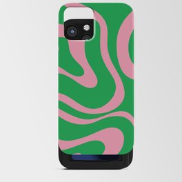 Pink and Spring Green Modern Liquid Swirl Abstract Pattern iPhone Card Case