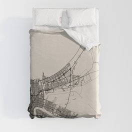 New Orleans USA - Black and White City Map Duvet Cover