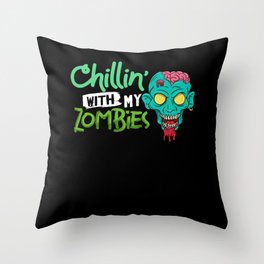 Scary Zombie Halloween Undead Monster Survival Throw Pillow