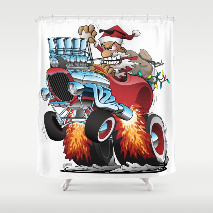 Hot Rod Santa Shower Curtain By Hobrath Society6