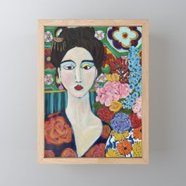 Woman with hairpin Framed Mini Art Print