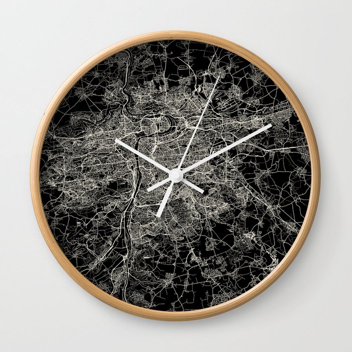 Prague, Czech Republic City Map - Black and White Wall Clock
