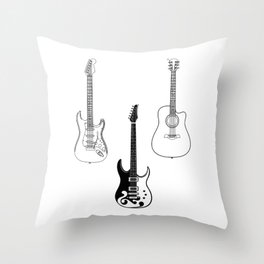 Guitar Soloist Three Guitars Throw Pillow