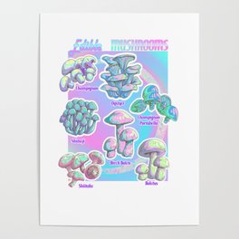 Vaperwave Botanical Mushrooms  Poster