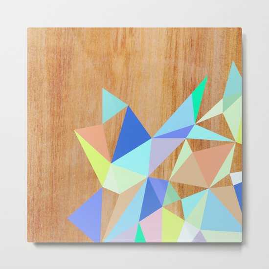 Wooden Geo Aqua Metal Print