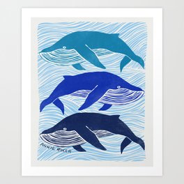 Whale Block Print Art Print